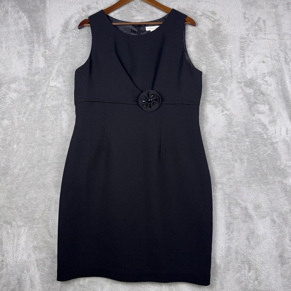 Coldwater Creek Little Black Sheath Dress Lined Sleeveless Versatile Size 16